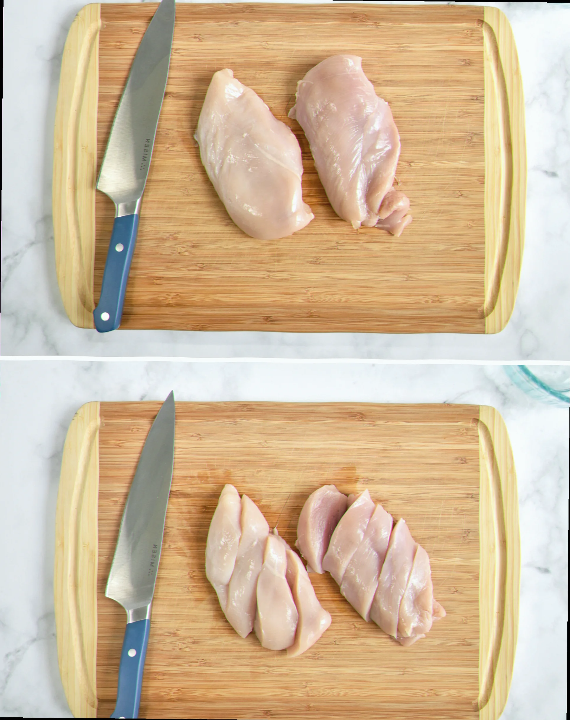 Cut chicken breast into tenders